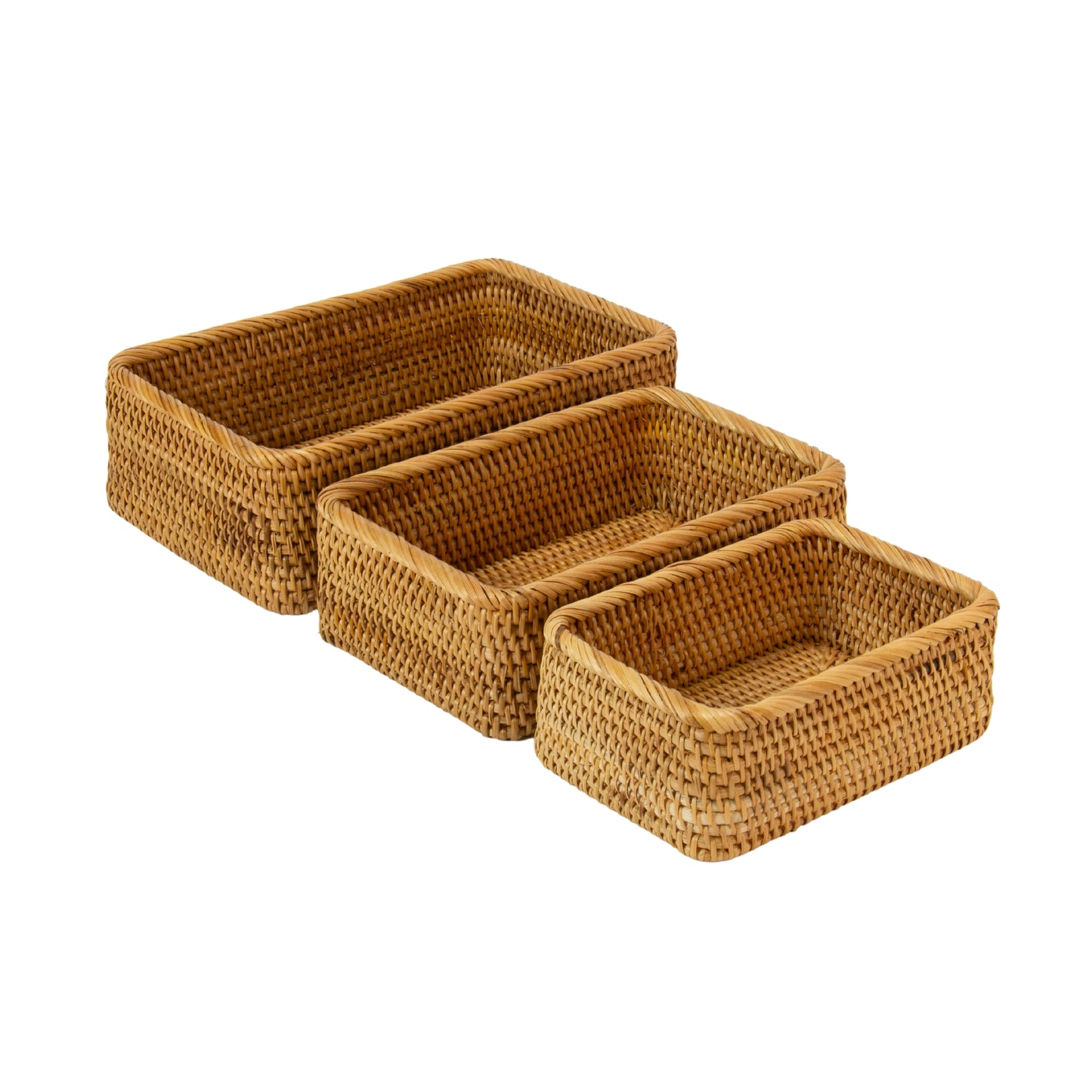 Natural Rattan Cane Handicraft | 3 Piece Box Storage Set