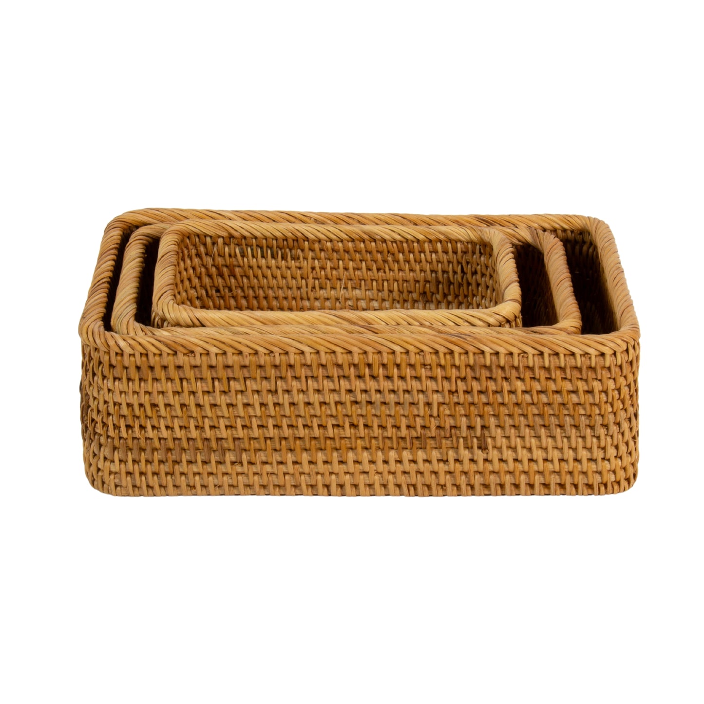 Natural Rattan Cane Handicraft | 3 Piece Box Storage Set