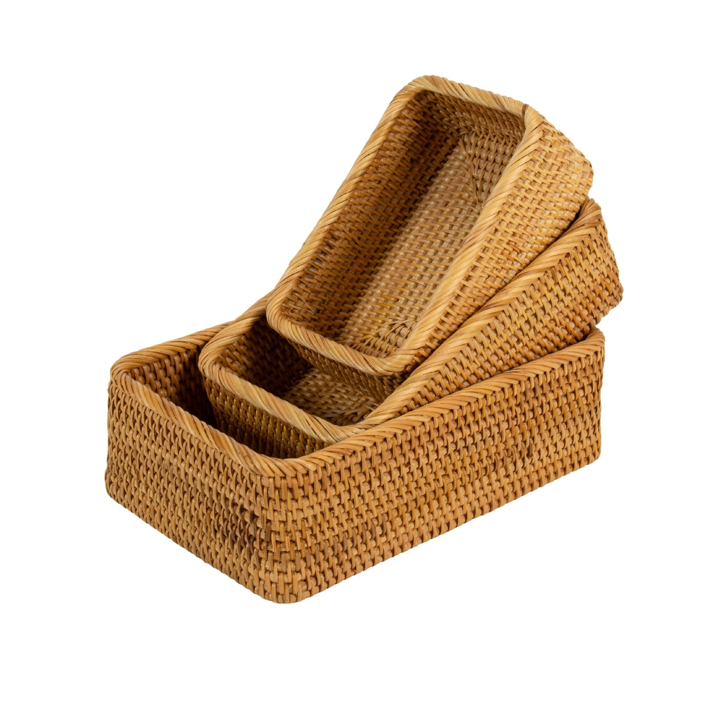 Natural Rattan Cane Handicraft | 3 Piece Box Storage Set