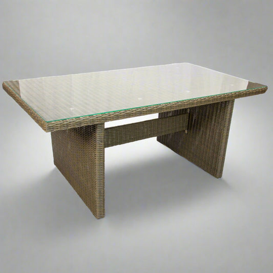 MALAWI | 6 Seater Poly Rattan Wicker Outdoor Dining Set | Natural Brown 13