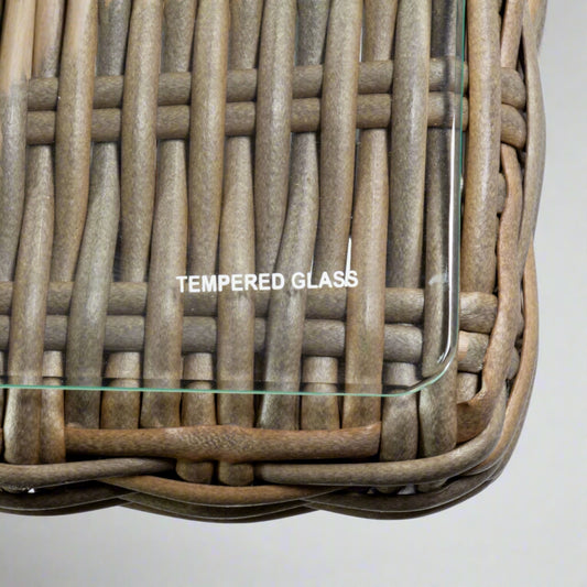 MALAWI | 6 Seater Poly Rattan Wicker Outdoor Dining Set | Natural Brown 15