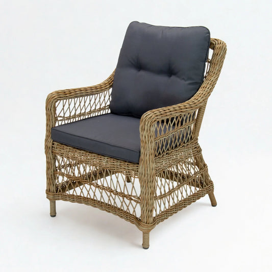 AMOIR | Poly Rattan Wicker Outdoor Dining Chair | Natural Light Brown - PLF17025-DC-NAT-1 - Direct Factory Furniture Australia