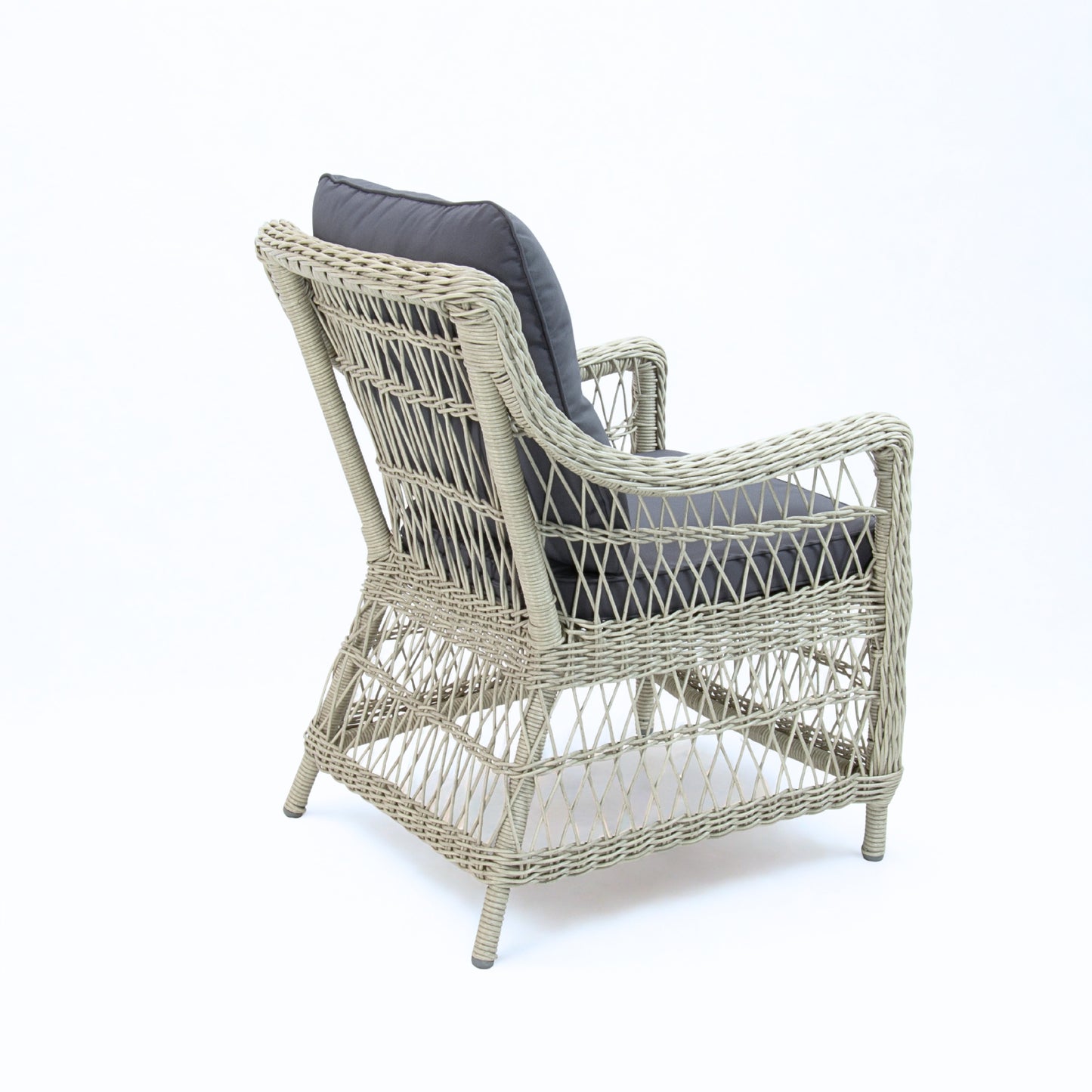 AMOIR | Poly Rattan Wicker Outdoor Dining Chair | Brushed White