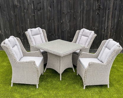 ADDA 5-Piece Set Outdoor Wicker 4 Seat Dining Table Chair - Grey - Direct Factory Furniture Australia