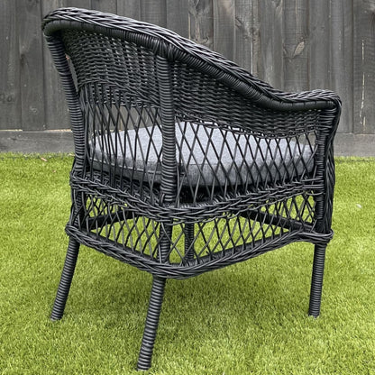 ARBUSTO 3-Piece Set Outdoor Balcony Armchair & Table - Black - Direct Factory Furniture Australia