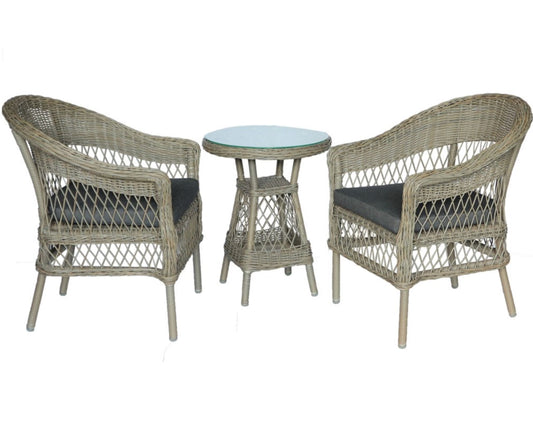 ARBUSTO 3-Piece Set Outdoor Balcony Armchair & Table - Brown - Direct Factory Furniture Australia