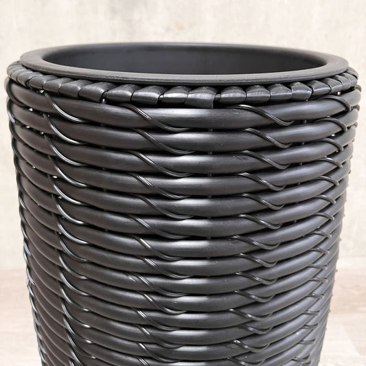 ARBUSTO 2 Piece Set Poly Rattan Wicker Large Planter Pot - Black - Direct Factory Furniture Australia