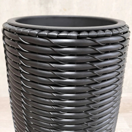 ARBUSTO 2 Piece Set Poly Rattan Wicker Large Planter Pot - Black - Direct Factory Furniture Australia