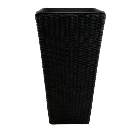 ASWAN 2 Piece Set Poly Rattan Wicker Large Planter Pot - Black - PL19029-PLS2-BLKL - Direct Factory Furniture Australia