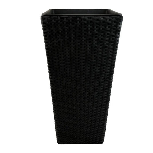 ASWAN 2 Piece Set Poly Rattan Wicker Large Planter Pot - Black - PL19029-PLS2-BLKL - Direct Factory Furniture Australia