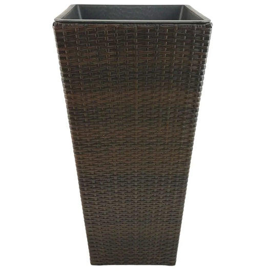 ASWAN 2 Piece Set Poly Rattan Wicker Large Planter Pot - Dark Brown - PL0610-PL-BLK2 - Direct Factory Furniture Australia