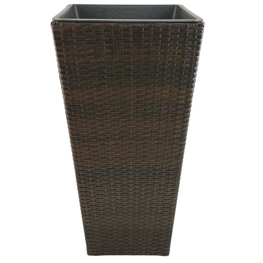 ASWAN 2 Piece Set Poly Rattan Wicker Large Planter Pot - Dark Brown - PL0610-PL-BLK2 - Direct Factory Furniture Australia