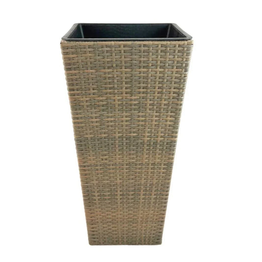 ASWAN 2 Piece Set Poly Rattan Wicker Large Planter Pot - Natural Light Brown - PL19029-PLS2-NATL - Direct Factory Furniture Australia