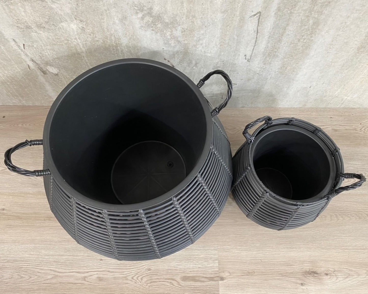 CIRCA Poly Rattan Wicker Large Planter Pot - Black - Direct Factory Furniture Australia