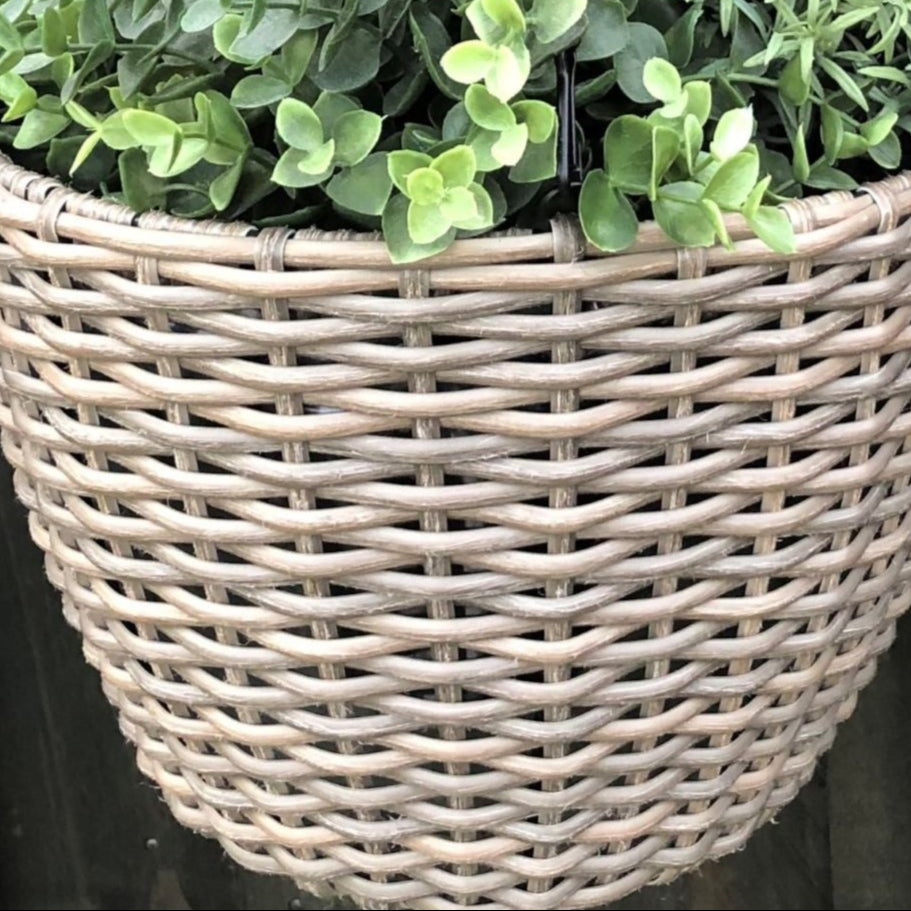 CEDRO 2 Piece Set Poly Rattan Wicker Hanging Planter Basket - Brown - Direct Factory Furniture Australia