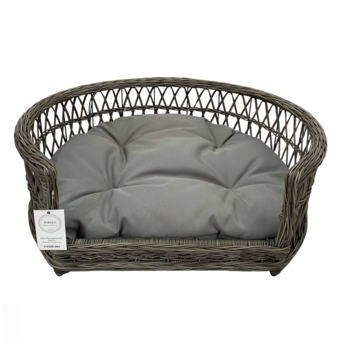 CHARLIE Pet Basket Bed for Small Cat & Dog- Grey - Direct Factory Furniture Australia