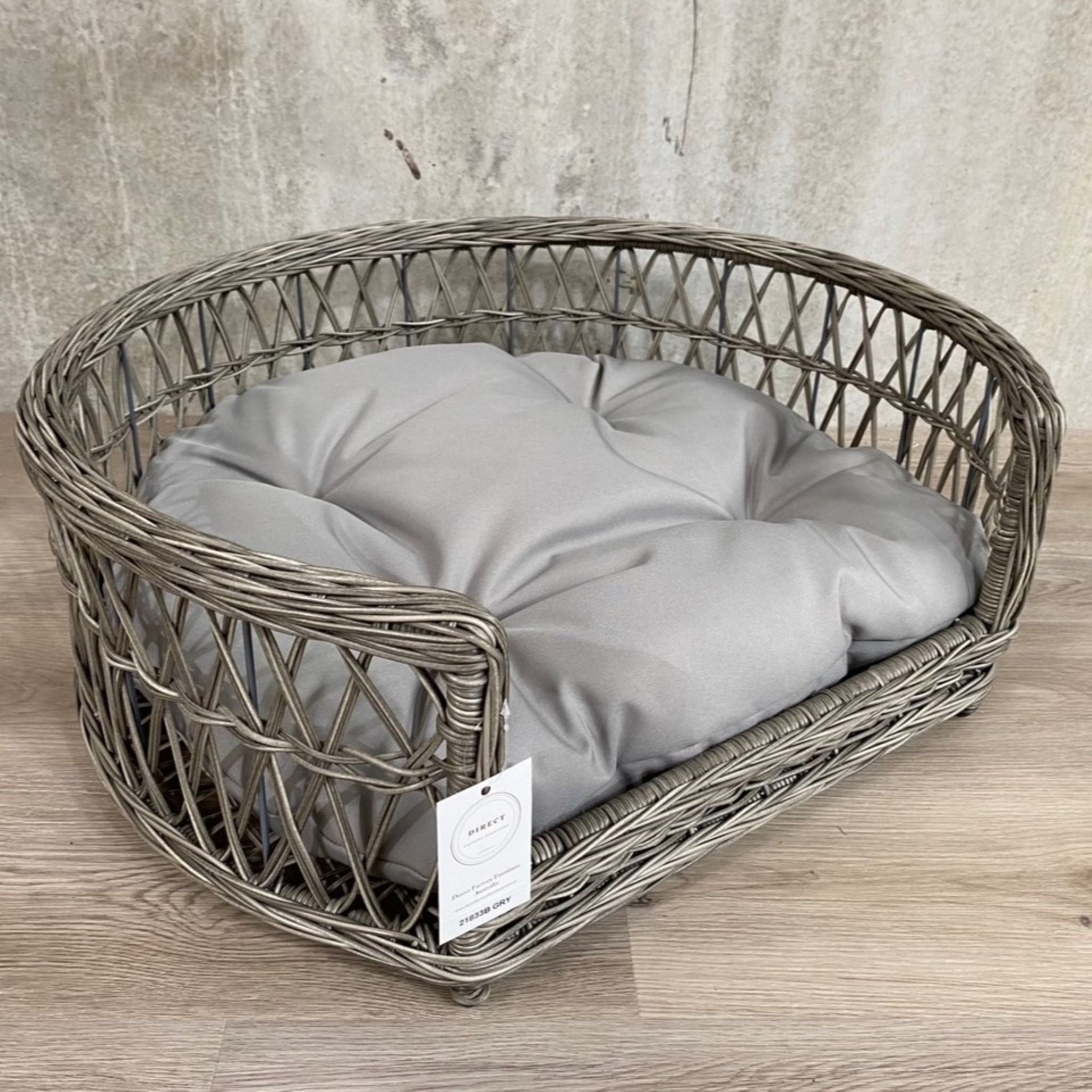 CHARLIE Pet Basket Bed for Small Cat & Dog- Grey - Direct Factory Furniture Australia