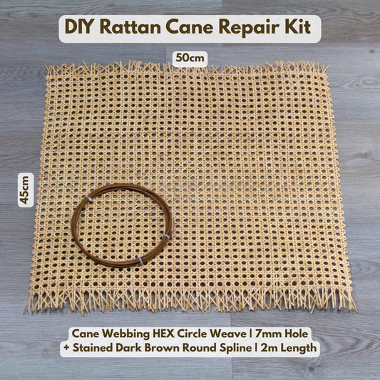 Natural Rattan Cane Chair Repair Kit - KIT-7-HEX-4-DB - Direct Factory Furniture Australia