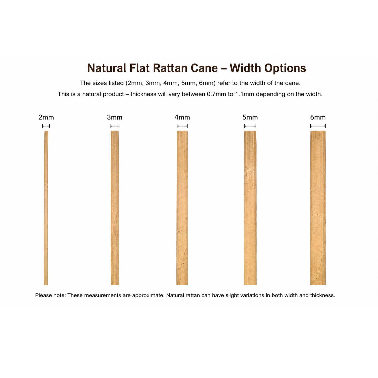 Natural Rattan Flat Cane Wicker Pith Spline for Furniture Repair