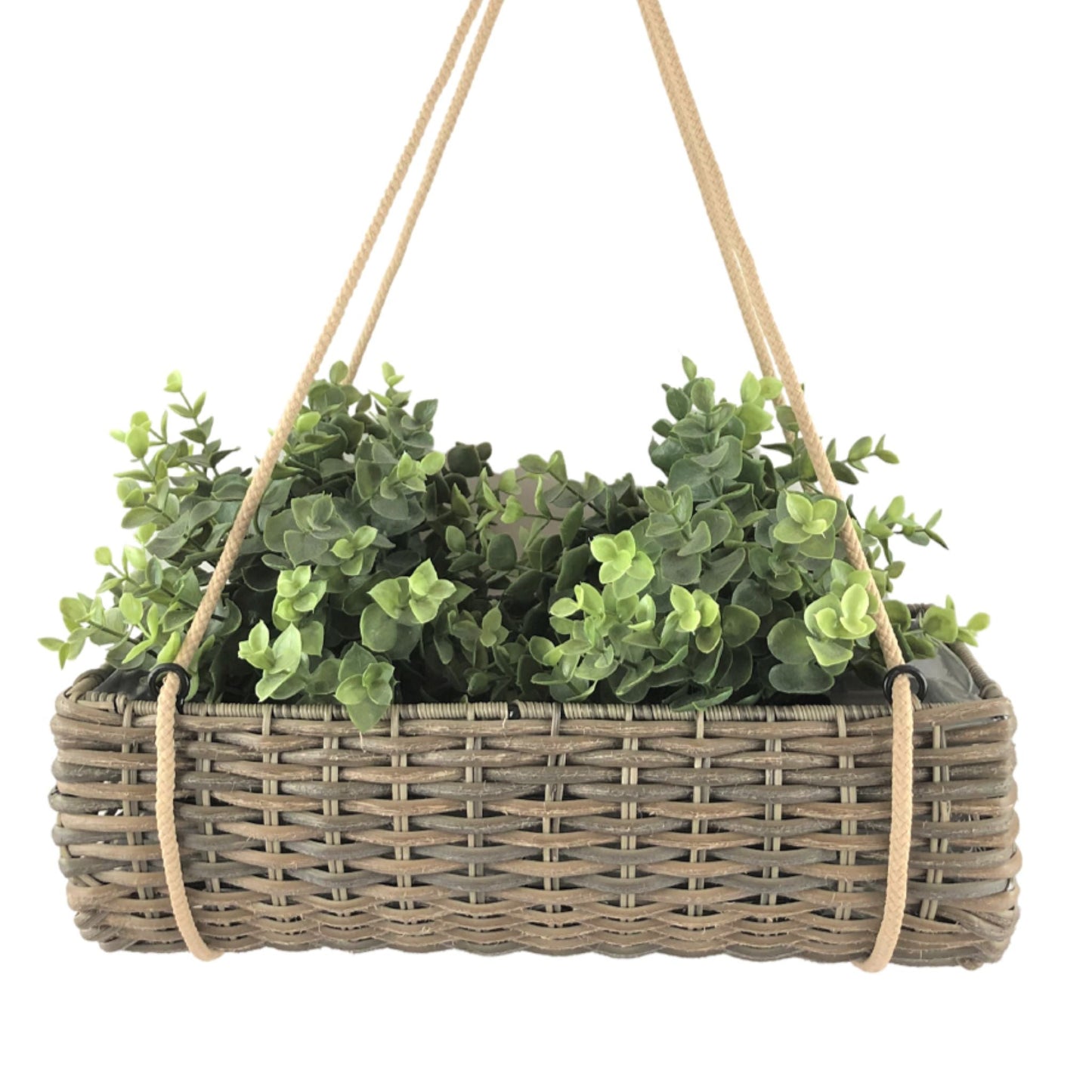 HAYA 2 Piece Set Poly Rattan Wicker Hanging Planter Basket - Brown - Direct Factory Furniture Australia