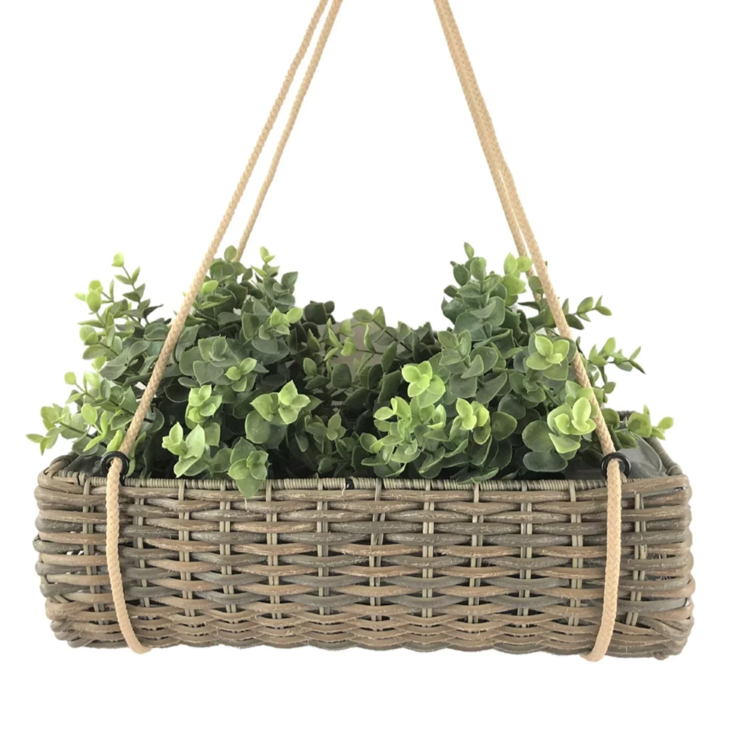 HAYA 2 Piece Set Poly Rattan Wicker Hanging Planter Basket - Brown - Direct Factory Furniture Australia