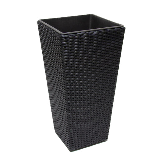 ASWAN 2 Piece Set Poly Rattan Wicker Large Planter Pot - Black Colour - Direct Factory Furniture Australia