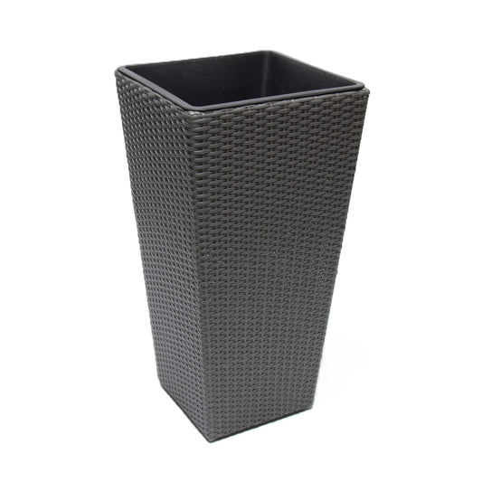 ASWAN 2 Piece Set Poly Rattan Wicker Large Planter Pot - Grey Colour - Direct Factory Furniture Australia