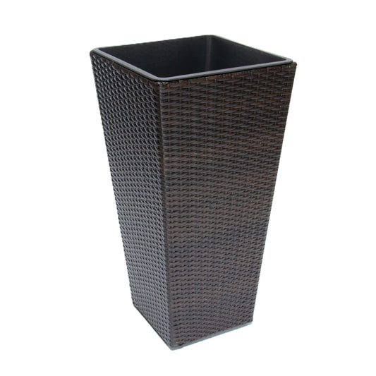 ASWAN 2 Piece Set Poly Rattan Wicker Large Planter Pot - Dark Brown Colour - Direct Factory Furniture Australia