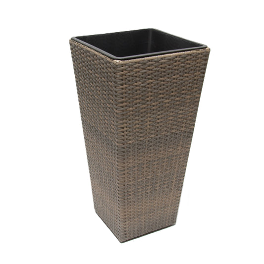 ASWAN 2 Piece Set Poly Rattan Wicker Large Planter Pot - Light Brown - Direct Factory Furniture Australia