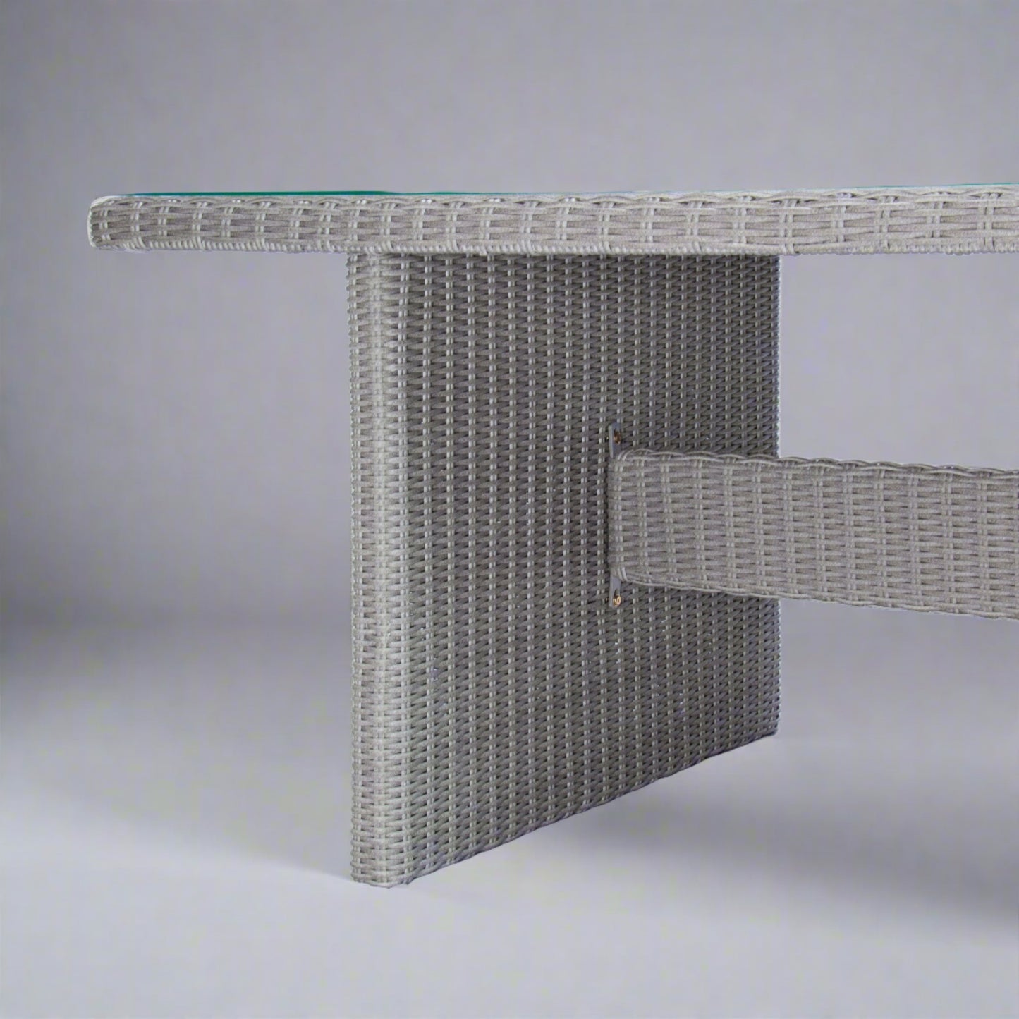 ADDA | Poly Rattan Wicker Outdoor Dining Table | Grey | 1.8m Length