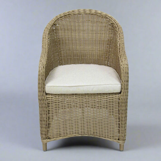 MALAWI | Poly Rattan Wicker Outdoor Dining Chair | Natural Light Brown 2