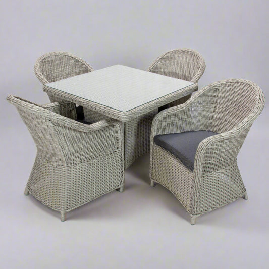 MALAWI | 4 Seater Poly Rattan Wicker Outdoor Dining Set | Grey 1