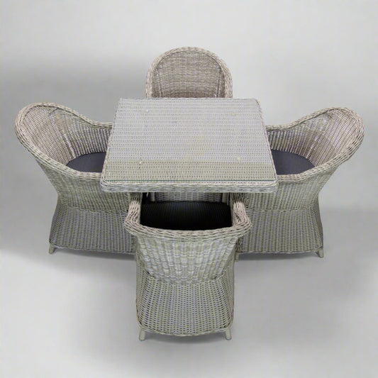 MALAWI | 4 Seater Poly Rattan Wicker Outdoor Dining Set | Grey 2