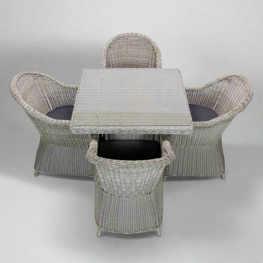 MALAWI | 4 Seater Poly Rattan Wicker Outdoor Dining Set | Grey 2