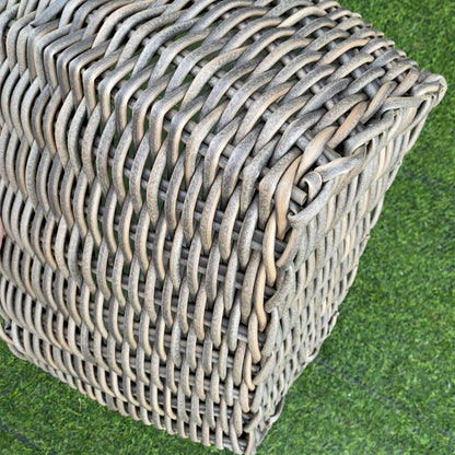 MALAWI 2 Piece Set Poly Rattan Wicker Planter Pot Basket - Brown Grey - Direct Factory Furniture Australia