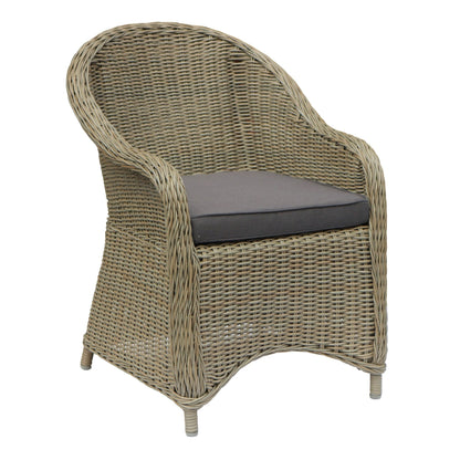 MALAWI 2-Piece Set Poly Rattan Wicker Outdoor Dining Chair - Brown Grey - Direct Factory Furniture Australia