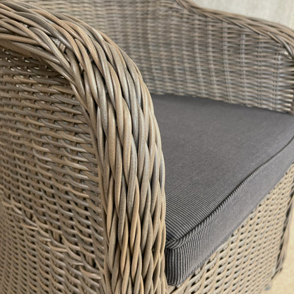 MALAWI 2-Piece Set Poly Rattan Wicker Outdoor Dining Chair - Brown Grey