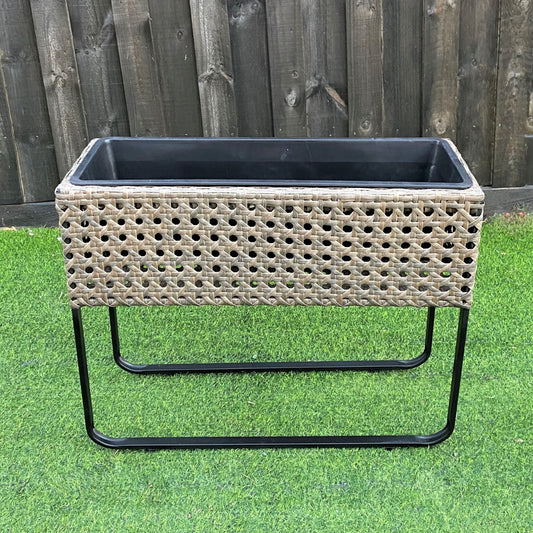 MONTE Poly Rattan Wicker Raised Planter Pot - Brown - Direct Factory Furniture Australia