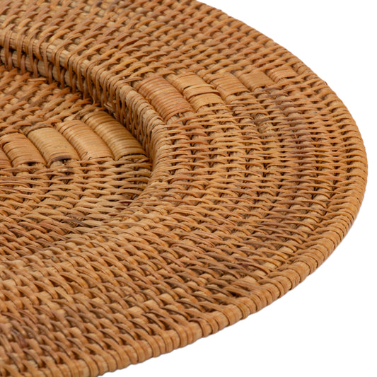 Natural Rattan Cane Handicraft Round Container with lid Brown Colour 6