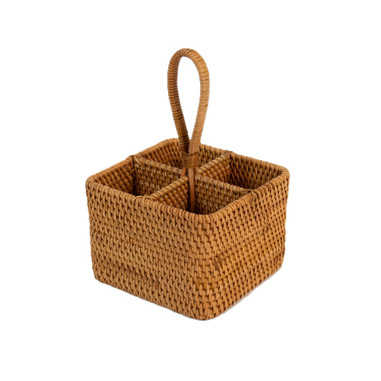 Natural Rattan Cane Handicraft Cutlery Holder Brown Colour 2