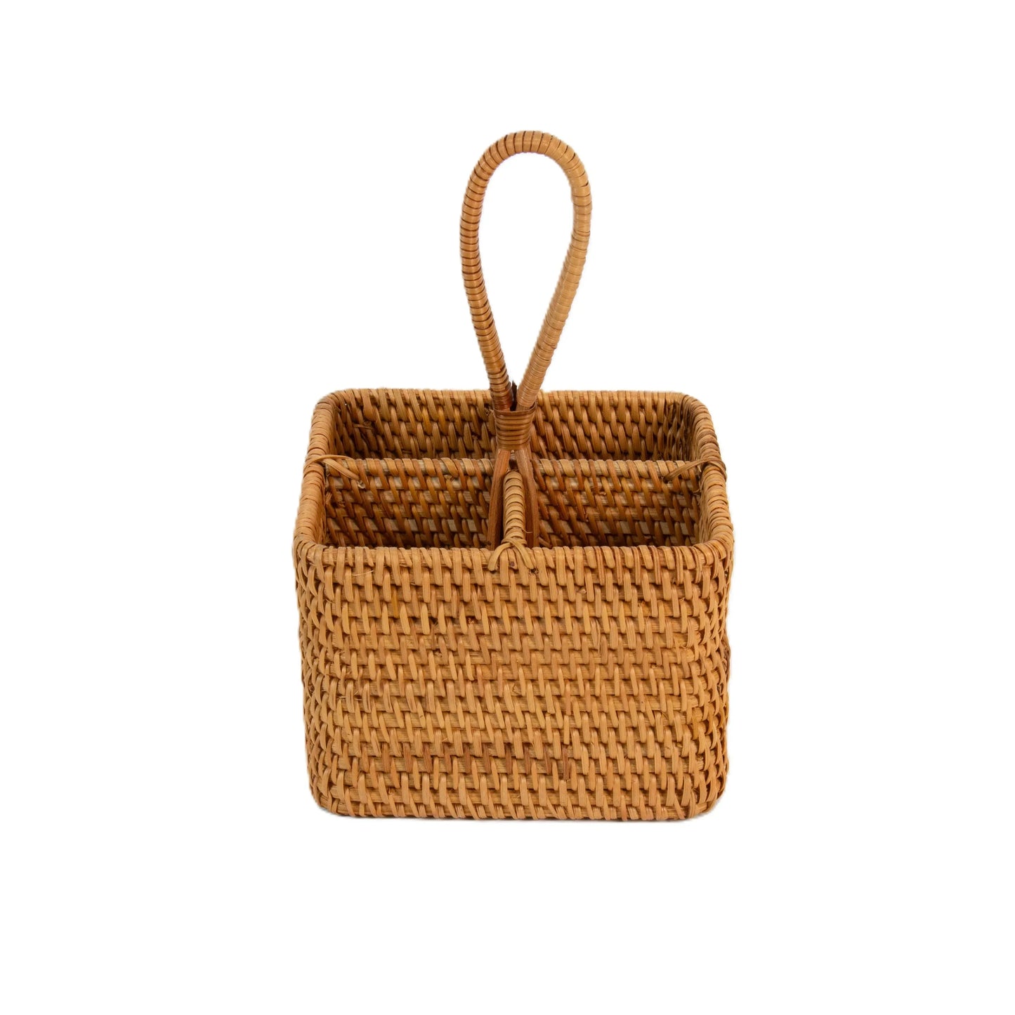 Natural Rattan Cane Handicraft Cutlery Holder Brown Colour 3