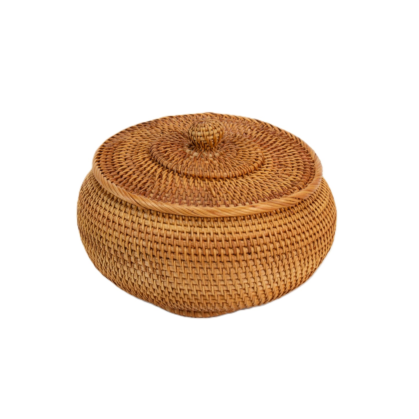 Natural Rattan Cane Handicraft | Round Storage Container Lid - B