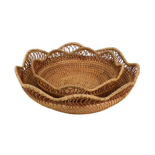 Natural Rattan Cane Handicraft Round Container Brown Colour 4