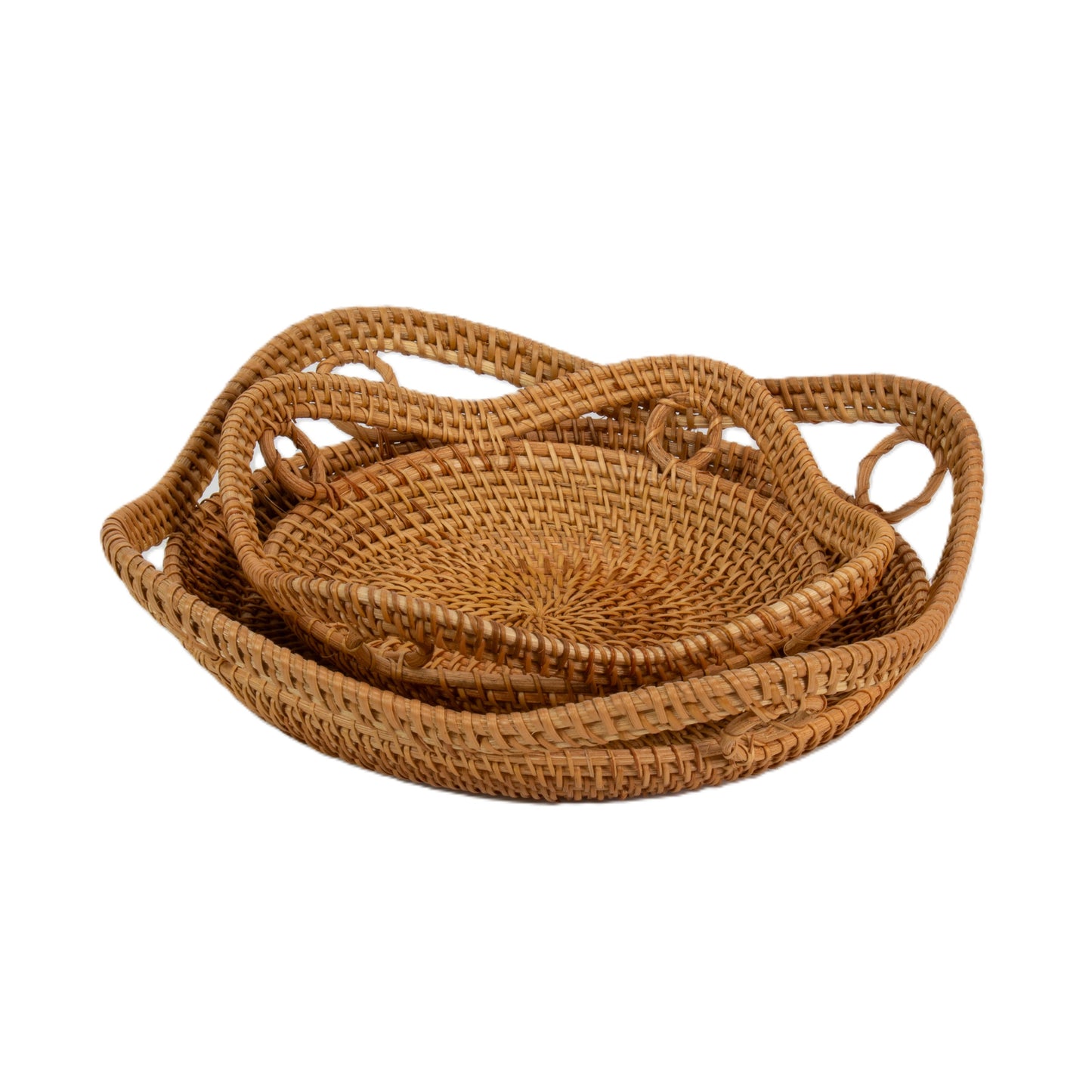 Natural Rattan Cane Handicraft | 2 Piece Round Container Set B