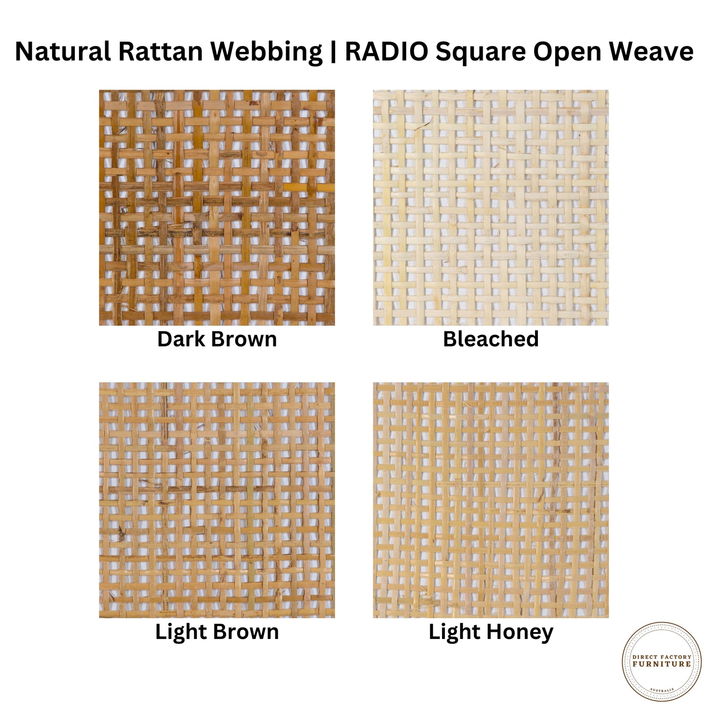 Natural Rattan Cane Webbing Roll Open Weave Radio Square Grid Colour Compare Sample