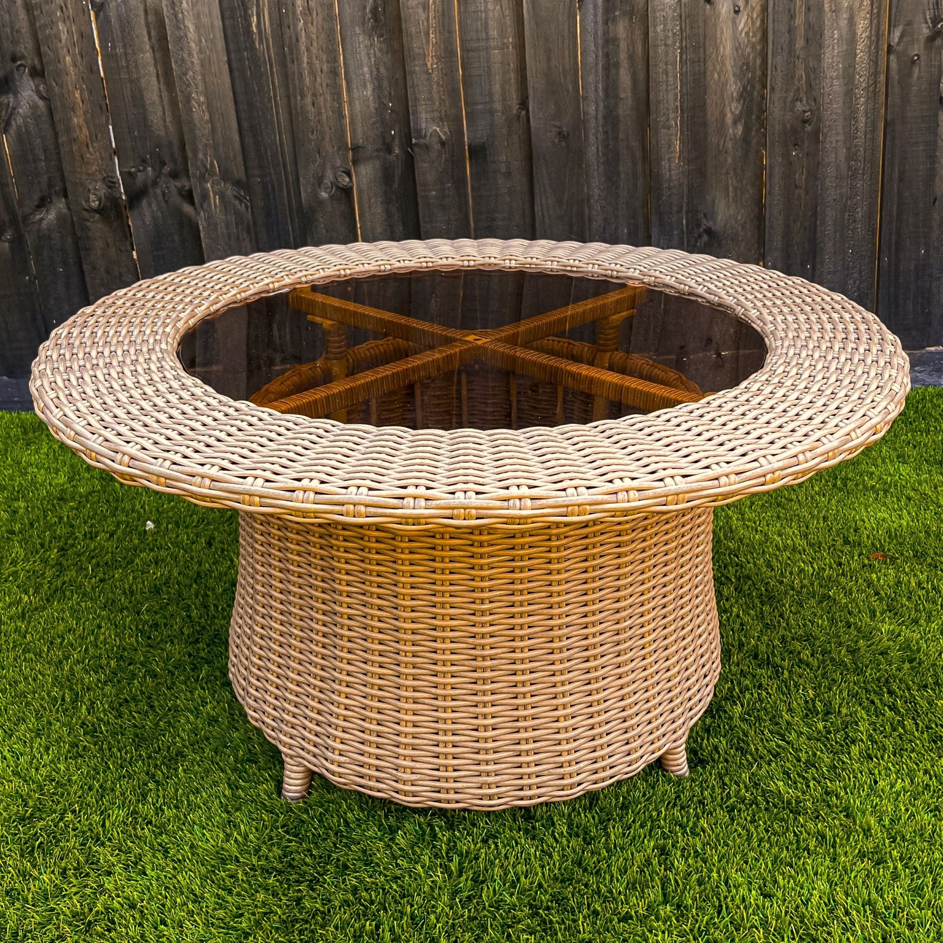 NEMAN 5-Piece Set Poly Rattan Wicker Outdoor Armchairs Coffee Table - Light Brown - Direct Factory Furniture Australia