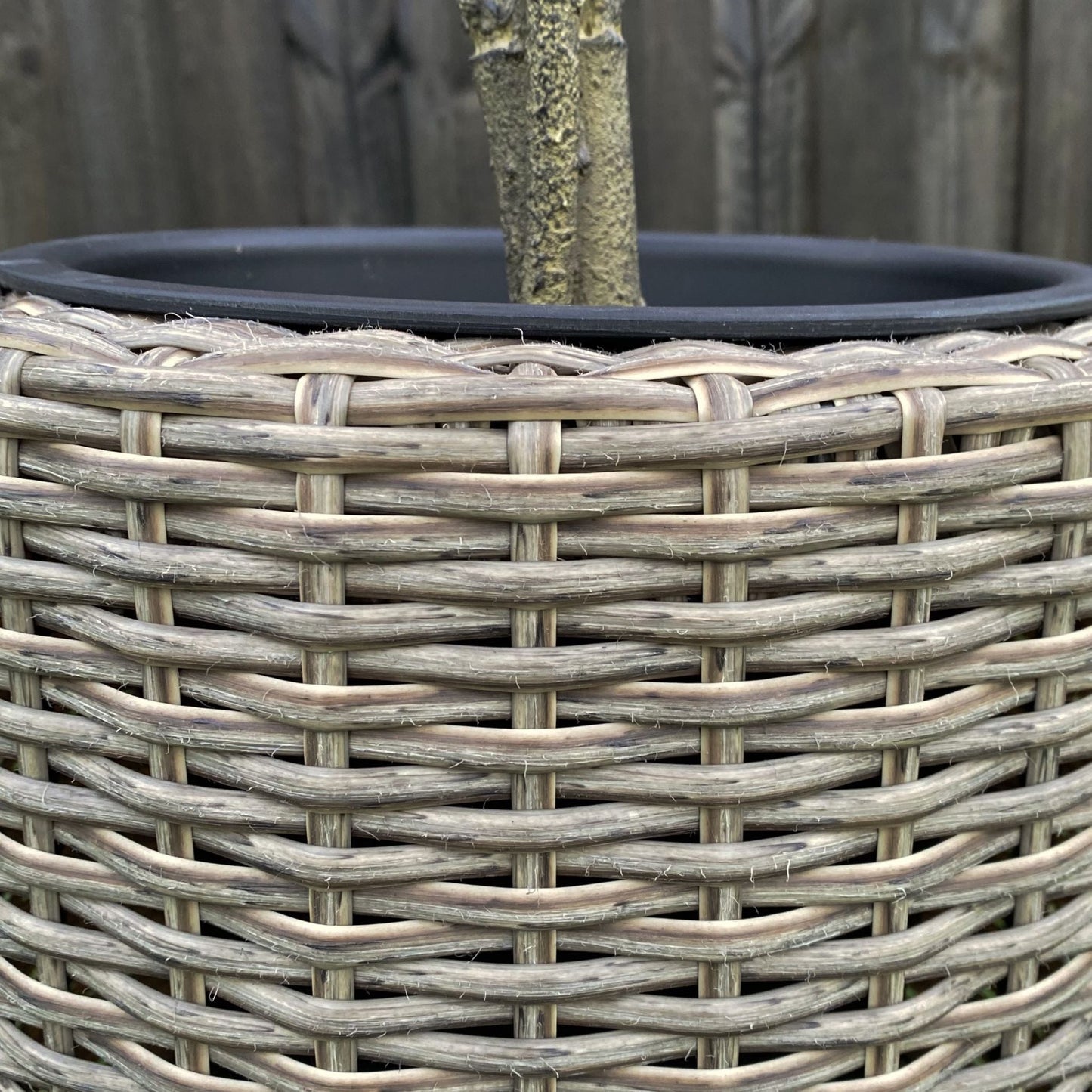 OLMO 2 Piece Set Poly Rattan Wicker Large Planter Pot - Brown - Direct Factory Furniture Australia