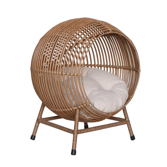 CLEO Pet Wicker Basket Bed - Light Brown 2