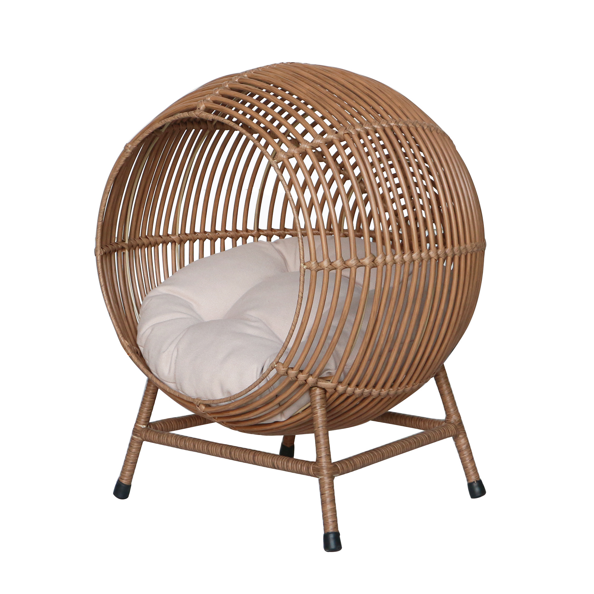 CLEO Pet Wicker Basket Bed - Light Brown 1