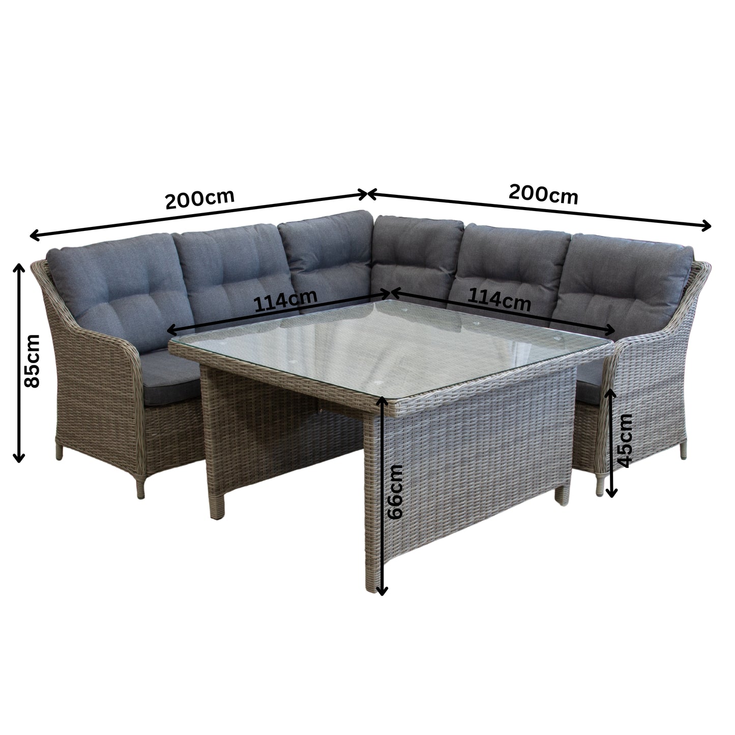 PORTSEA | 7 Seat Poly Rattan Wicker Outdoor Lounge | Grey